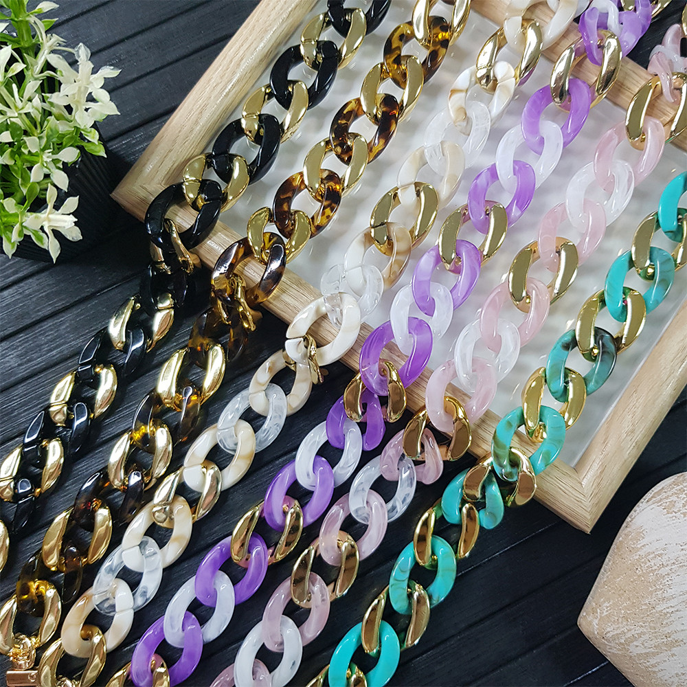 Κολιέ Λουράκι Sonique Golden Charm Ακρυλικό 120cm για Κινητό Τιρκουάζ