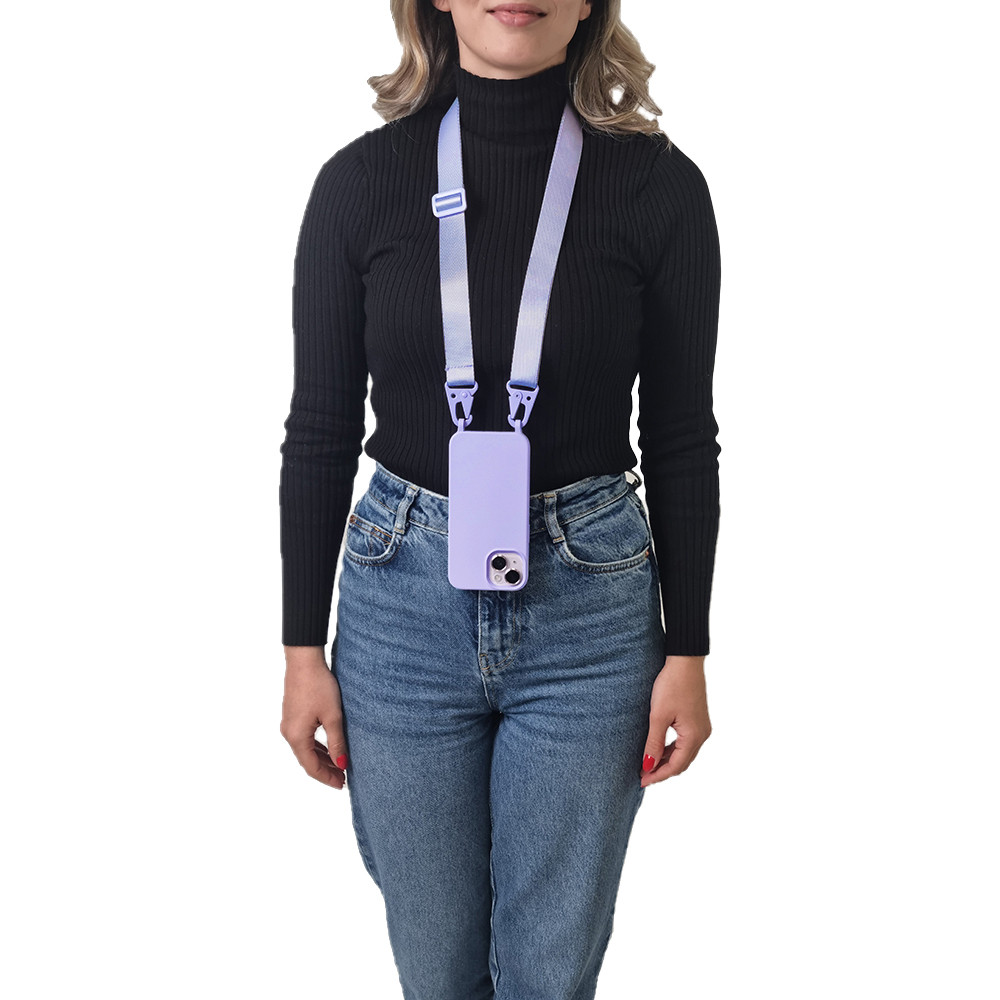 Θήκη Σιλικόνης με Strap CarryHang Sonique Apple iPhone 16 Λιλά