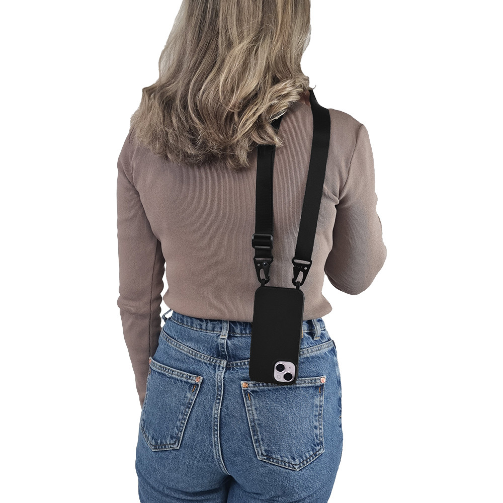 Θήκη Σιλικόνης με Strap CarryHang Sonique Apple iPhone 16 Μαύρο