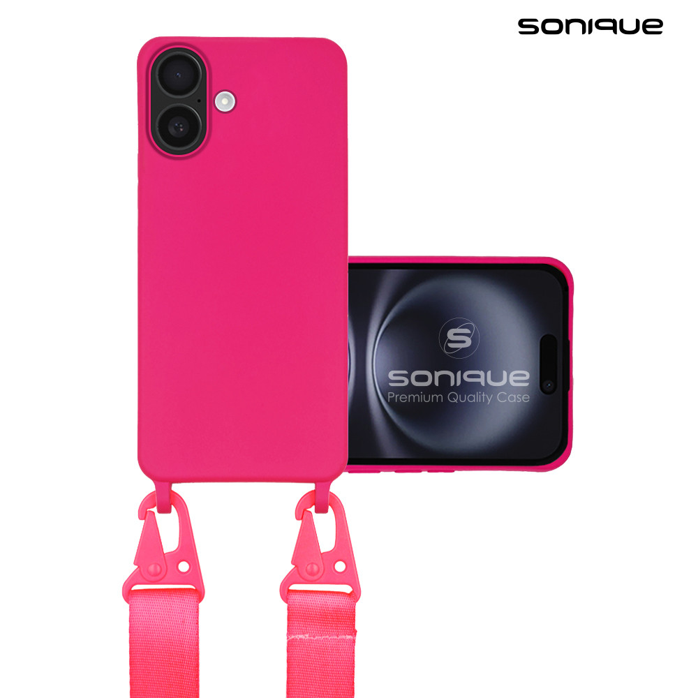 Θήκη Σιλικόνης με Strap CarryHang Sonique Apple iPhone 16 Φουξ