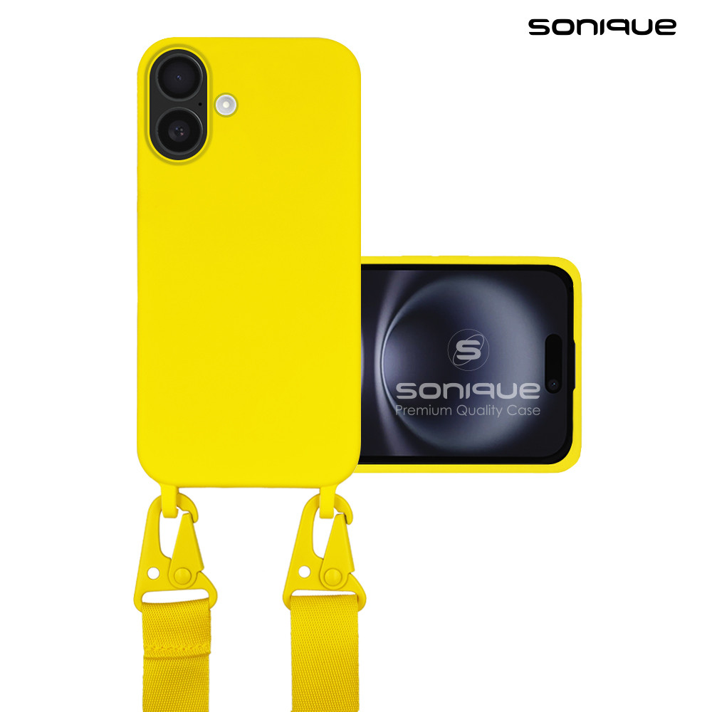 Θήκη Σιλικόνης με Strap CarryHang Sonique Apple iPhone 16 Plus Κίτρινο