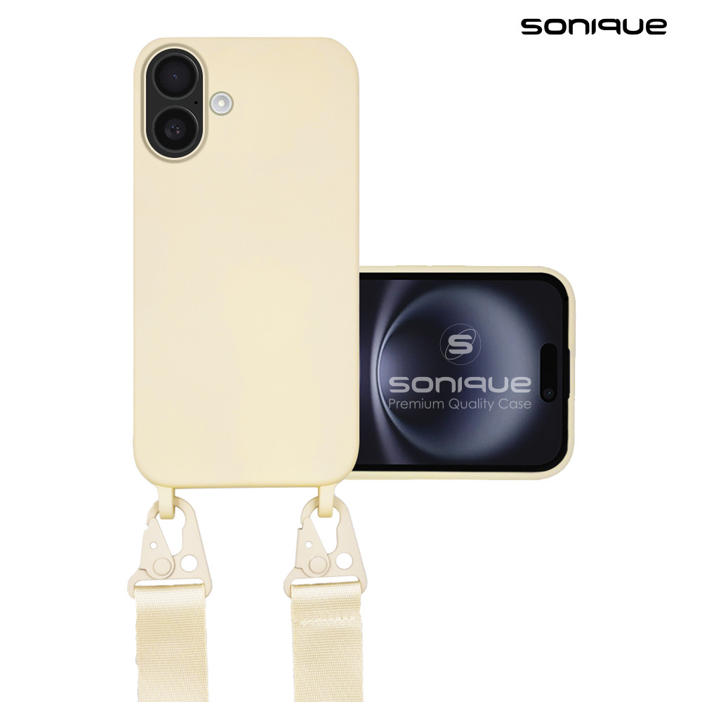 Θήκη Σιλικόνης με Strap CarryHang Sonique Apple iPhone 16 Plus Μπεζ