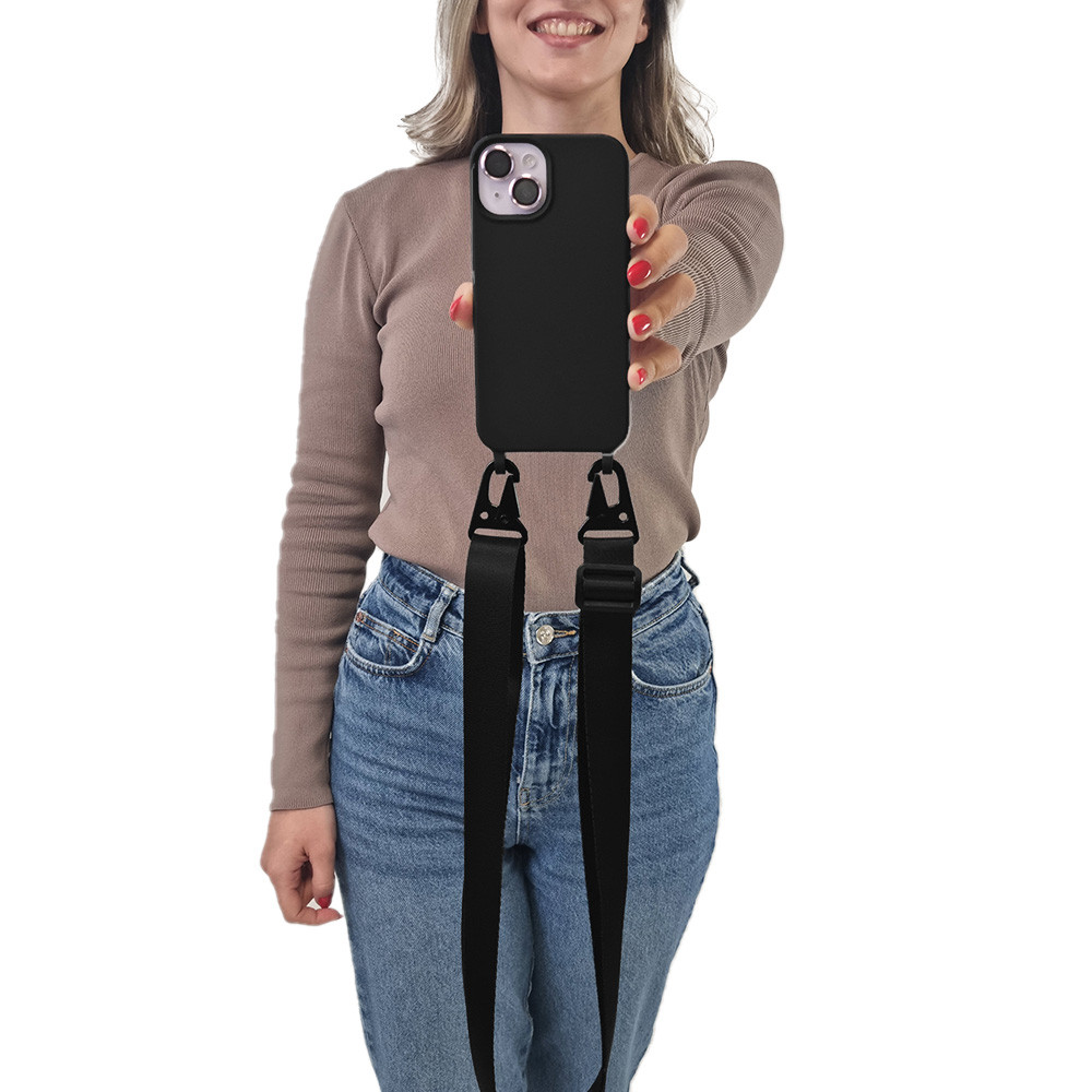 Θήκη Σιλικόνης με Strap CarryHang Sonique Apple iPhone 16 Pro Max Μαύρο