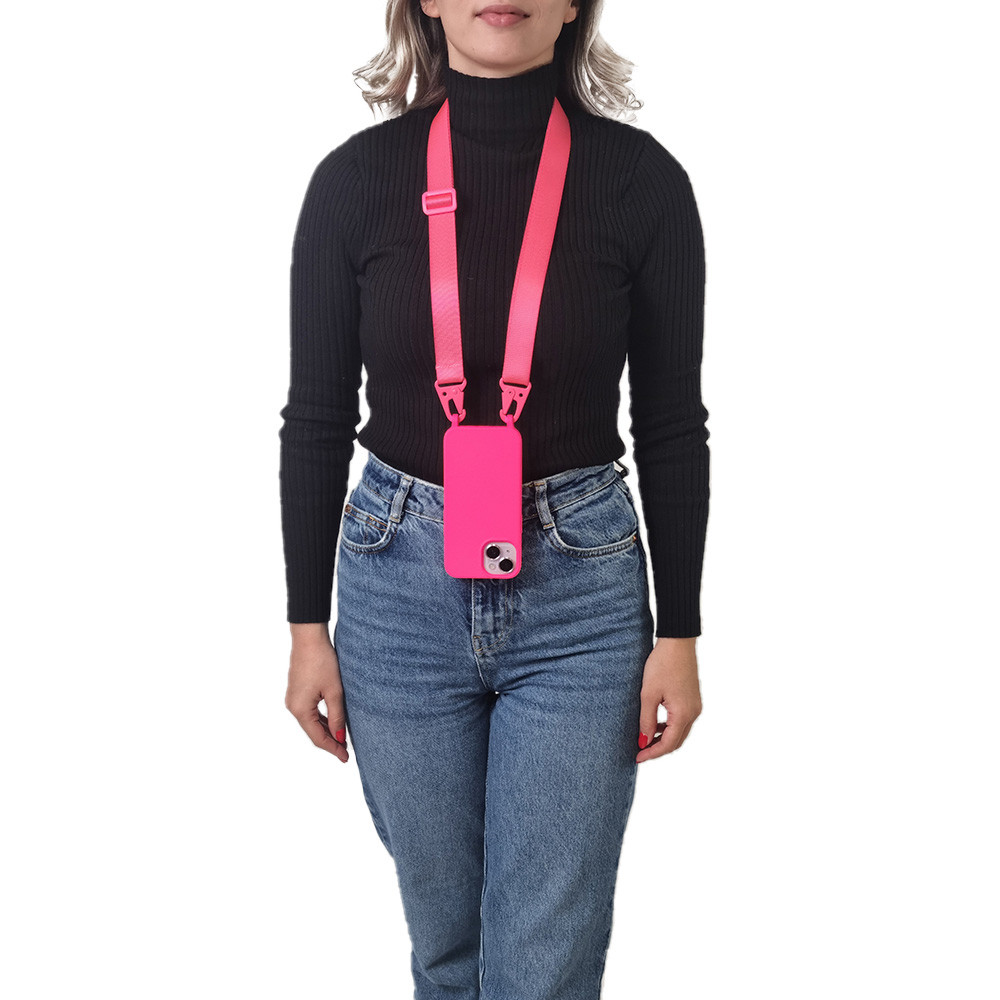 Θήκη Σιλικόνης με Strap CarryHang Sonique Apple iPhone 16 Pro Max Φουξ