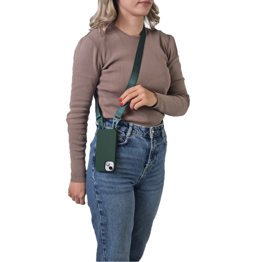 Θήκη Σιλικόνης με Strap CarryHang Sonique Xiaomi Poco F6 Pro 5G Πράσινο Σκούρο