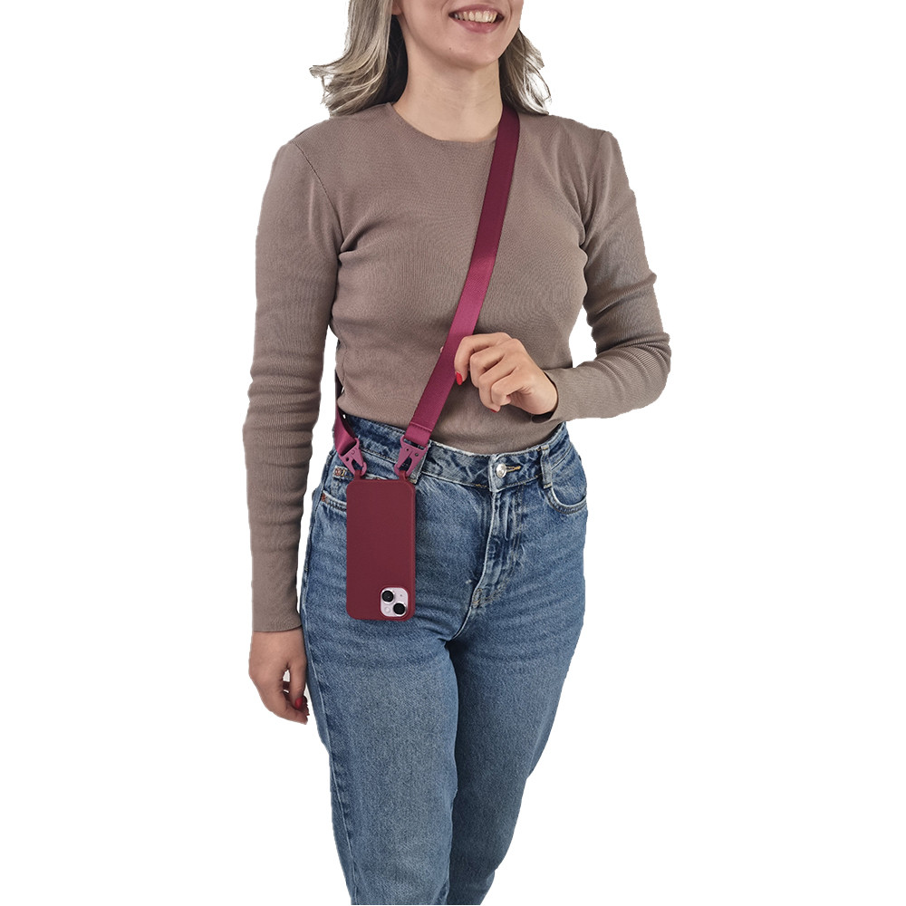 Θήκη Σιλικόνης με Strap CarryHang Sonique Xiaomi Redmi 13 4G / Poco M6 4G Μπορντώ