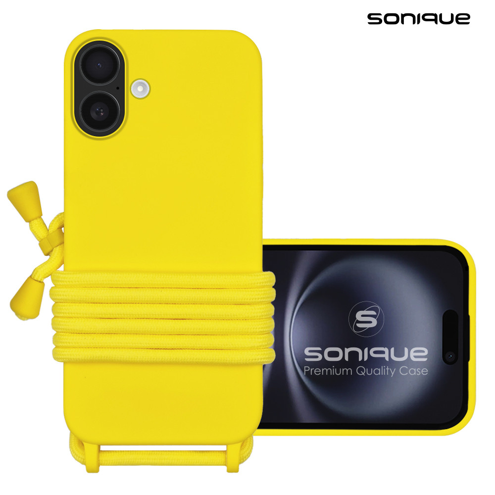 Θήκη Σιλικόνης με Κορδόνι CarryHang Sonique Apple iPhone 16 Plus Κίτρινο