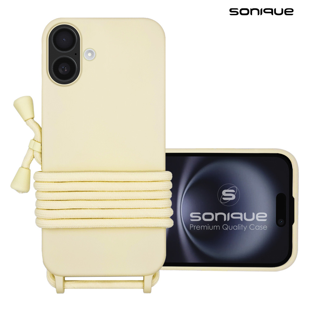 Θήκη Σιλικόνης με Κορδόνι CarryHang Sonique Apple iPhone 16 Plus Μπεζ