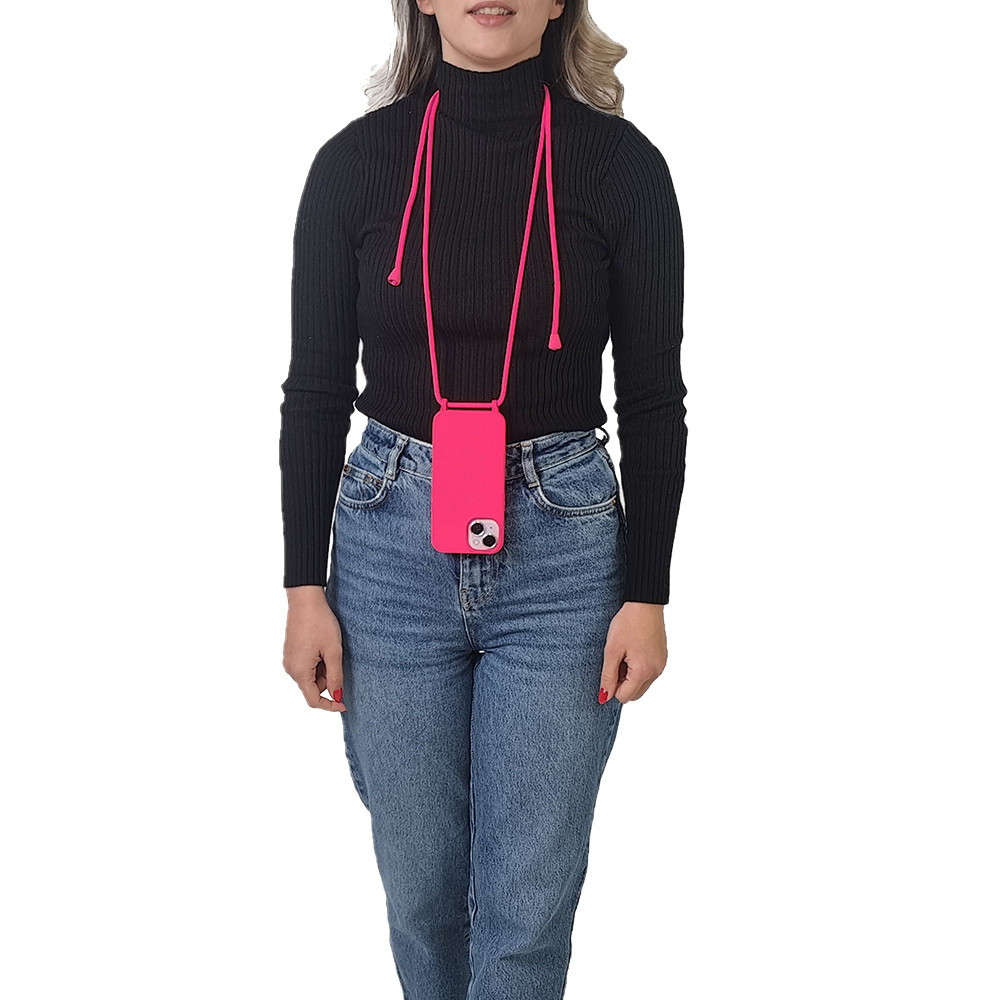 Θήκη Σιλικόνης με Κορδόνι CarryHang Sonique Apple iPhone 16 Pro Φουξ
