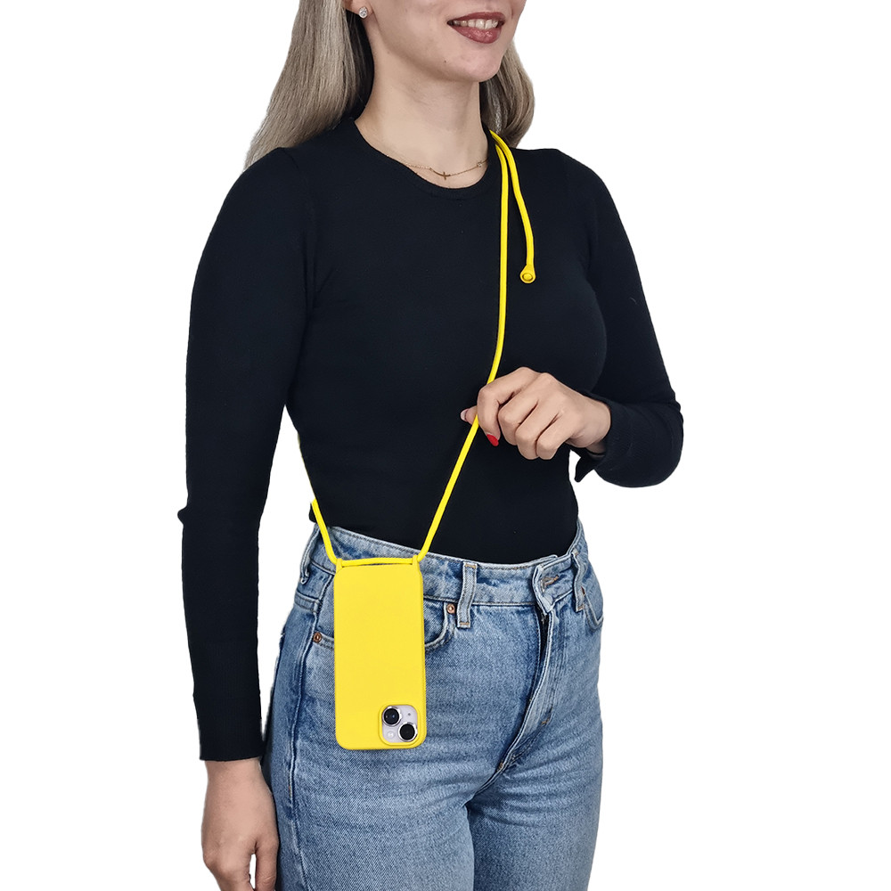 Θήκη Σιλικόνης με Κορδόνι CarryHang Sonique Apple iPhone 16 Pro Max Κίτρινο