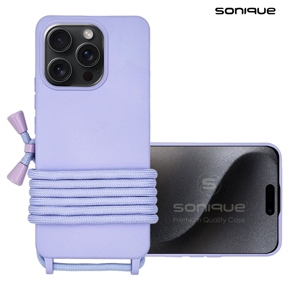 Θήκη Σιλικόνης με Κορδόνι CarryHang Sonique Apple iPhone 16 Pro Max Λιλά