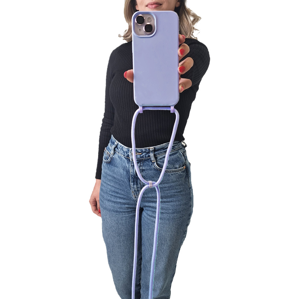 Θήκη Σιλικόνης με Κορδόνι CarryHang Sonique Apple iPhone 16 Pro Max Λιλά