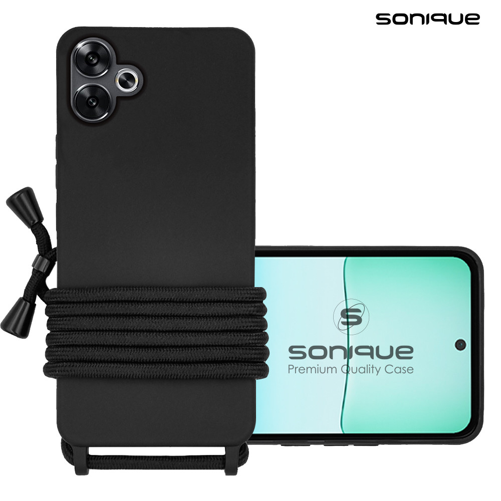 Θήκη Σιλικόνης με Κορδόνι CarryHang Sonique Xiaomi Poco F6 5G Μαύρο