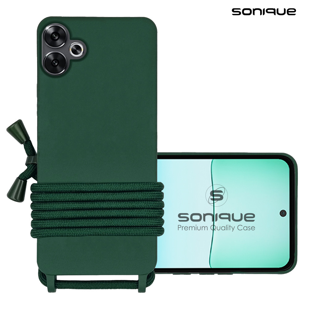 Θήκη Σιλικόνης με Κορδόνι CarryHang Sonique Xiaomi Poco F6 5G Πράσινο Σκούρο