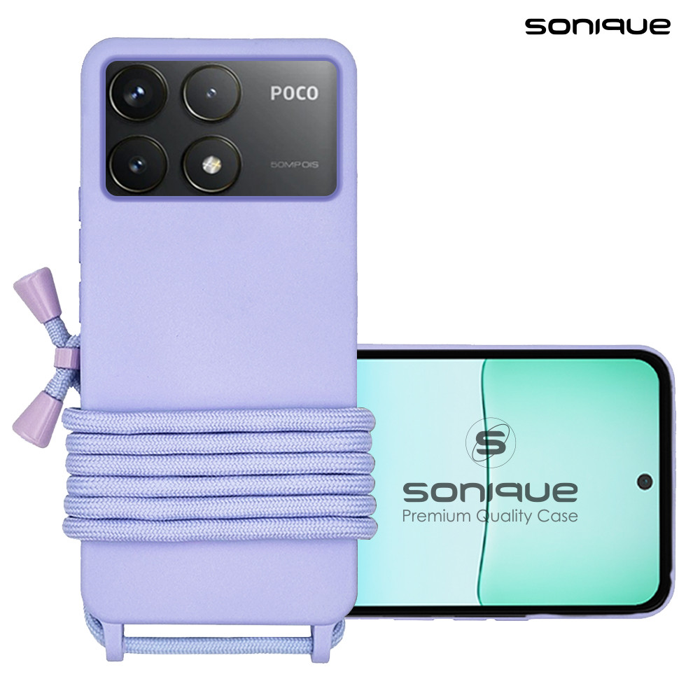 Θήκη Σιλικόνης με Κορδόνι CarryHang Sonique Xiaomi Poco F6 Pro 5G Λιλά