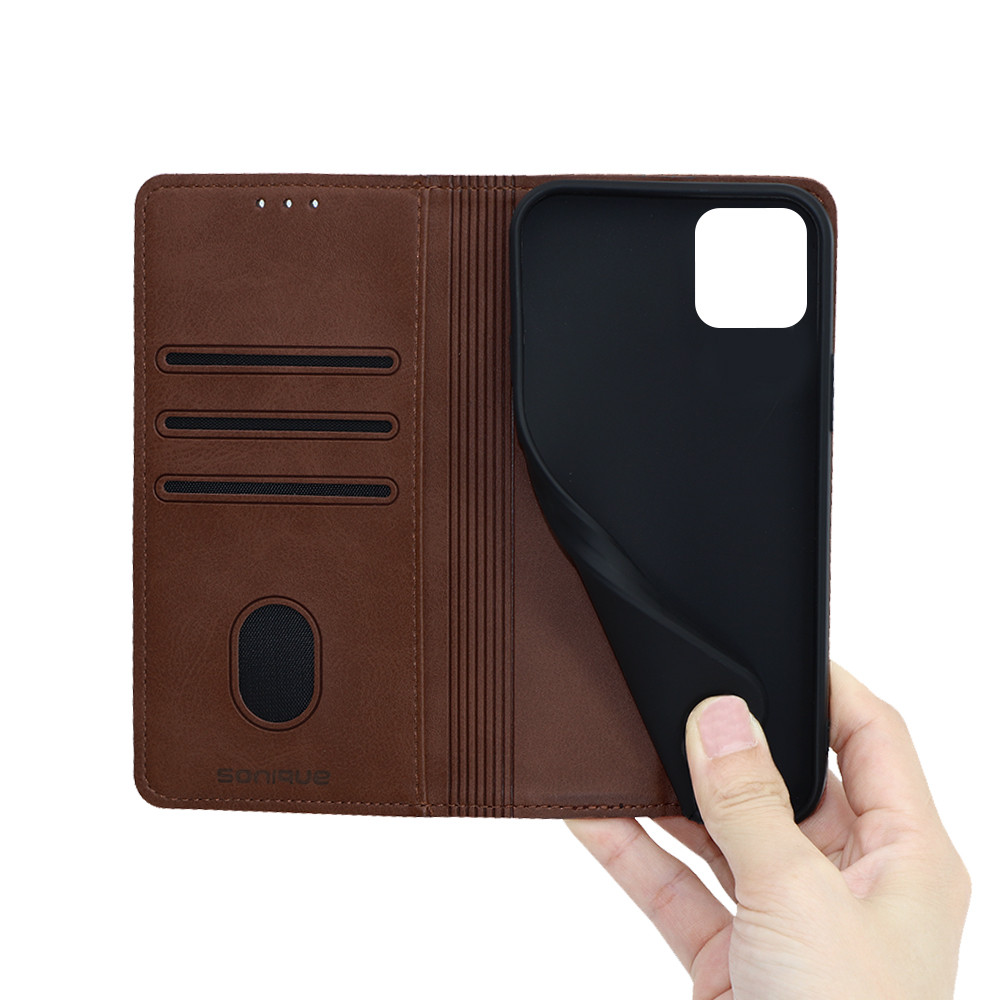 Θήκη Πορτοφόλι Vintage Magnet Wallet Sonique Apple iPhone 16 Pro Max Καφέ