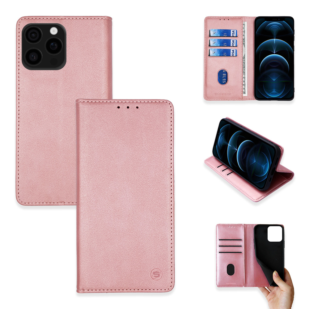 Θήκη Πορτοφόλι Vintage Magnet Wallet Sonique Apple iPhone 16 Pro Max Ροζ Χρυσό