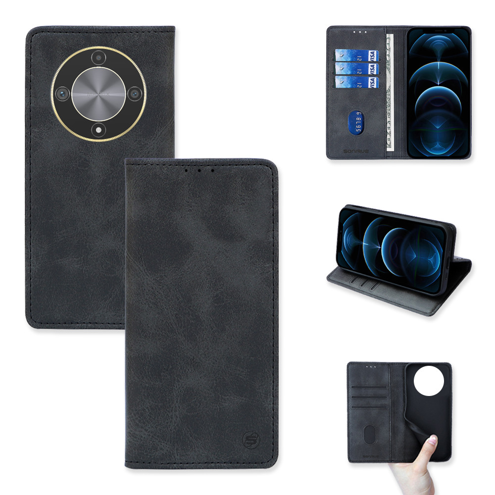 Θήκη Πορτοφόλι Vintage Magnet Wallet Sonique Honor Magic6 Lite 5G Μαύρο