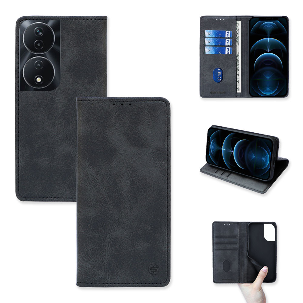 Θήκη Πορτοφόλι Vintage Magnet Wallet Sonique Honor 90 Smart 5G Μαύρο