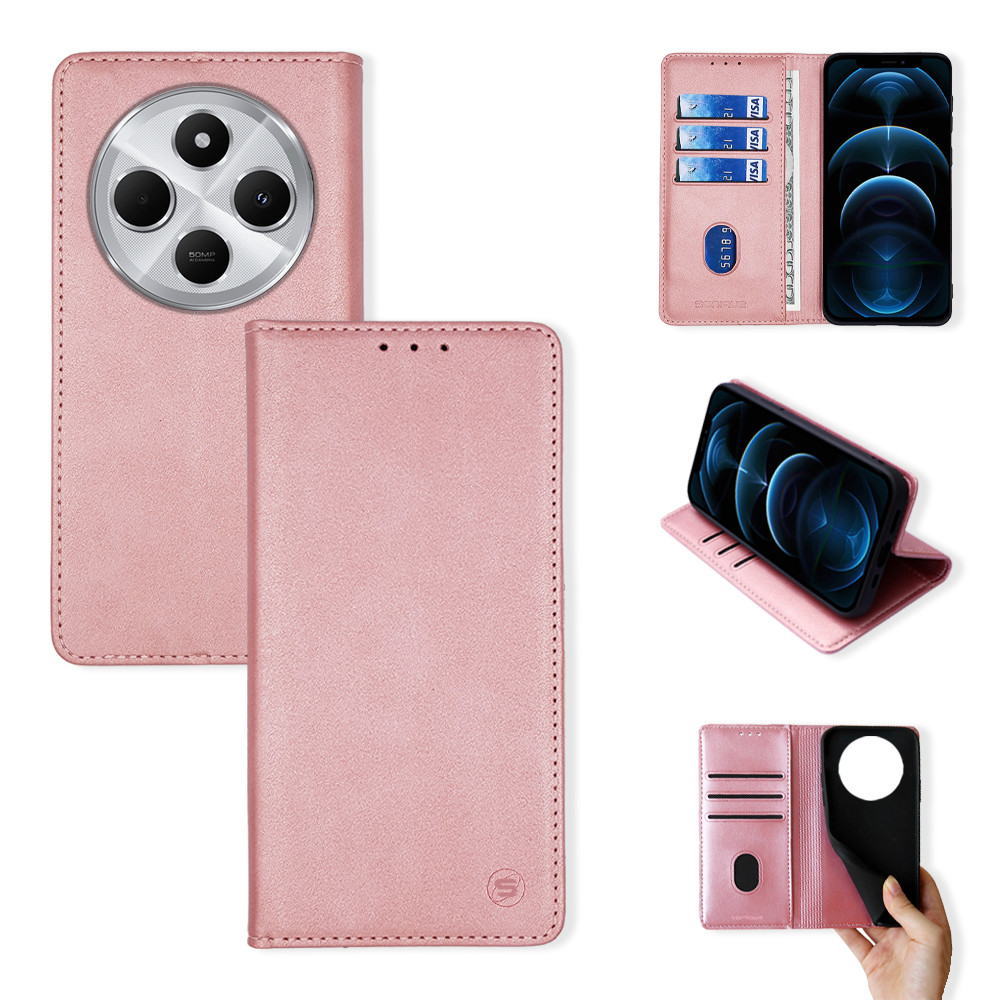 Θήκη Πορτοφόλι Vintage Magnet Wallet Sonique Xiaomi Redmi 14C 4G Ροζ Χρυσό