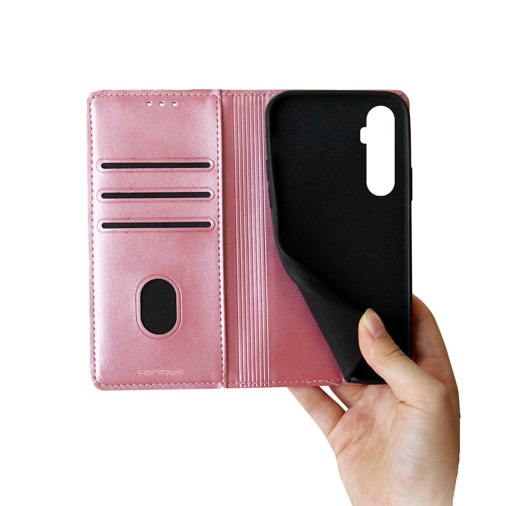 Θήκη Πορτοφόλι Vintage Magnet Wallet Sonique Realme C65 4G Ροζ Χρυσό