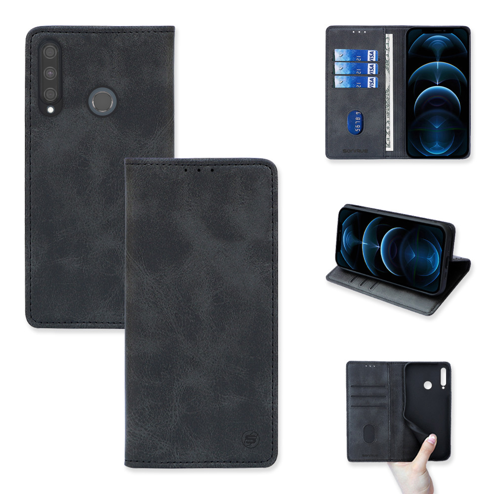 Θήκη Πορτοφόλι Vintage Magnet Wallet Sonique Huawei P40 Lite E Μαύρο