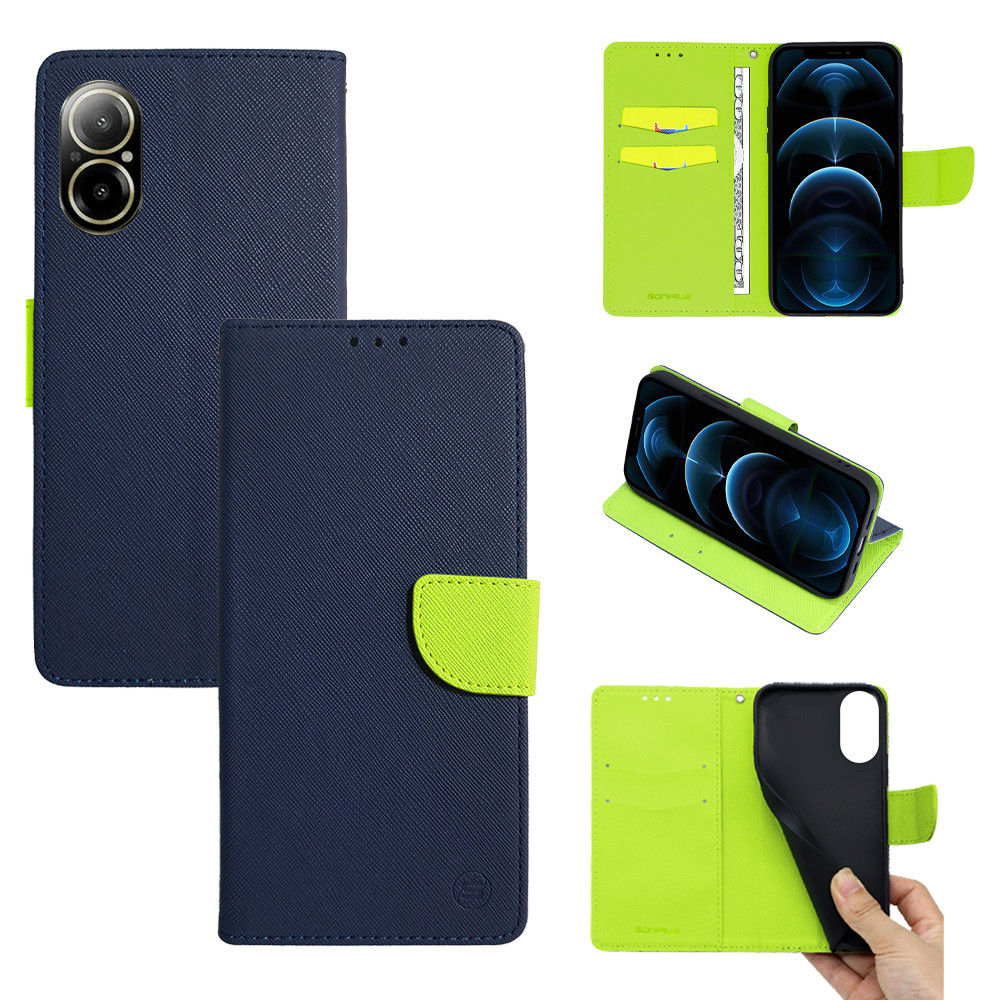Θήκη Πορτοφόλι Sonique Trend Wallet Realme C67 4G Σκούρο Μπλε / Λαχανί