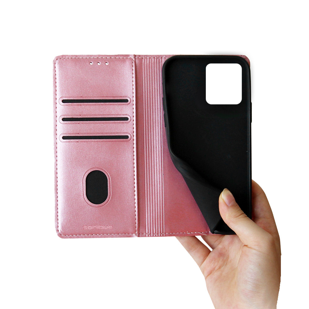 Θήκη Πορτοφόλι Vintage Magnet Wallet Sonique Motorola Edge 50 Pro 5G Ροζ Χρυσό