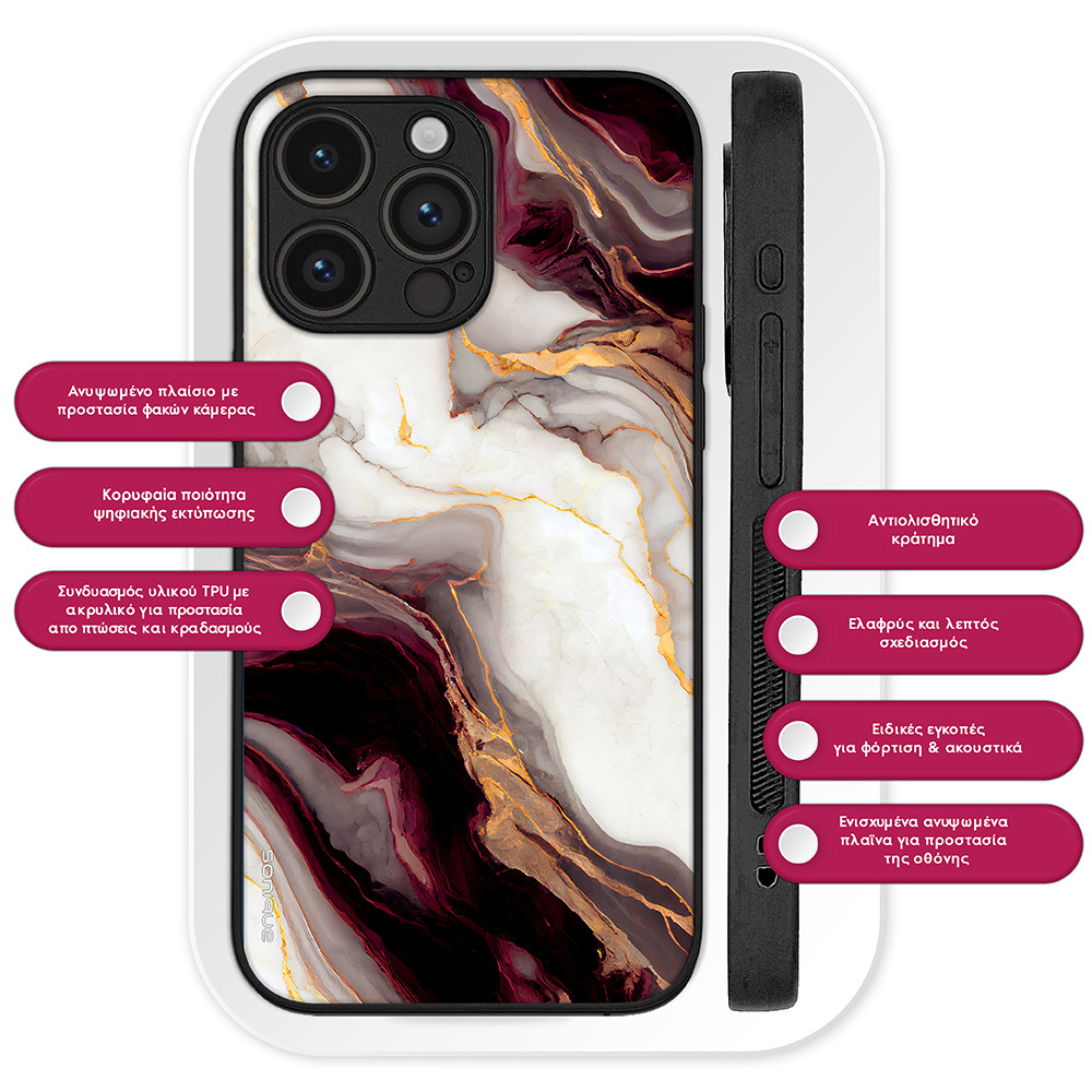 Θήκη Sonique Marble για Apple iPhone 12 mini Μπορντώ