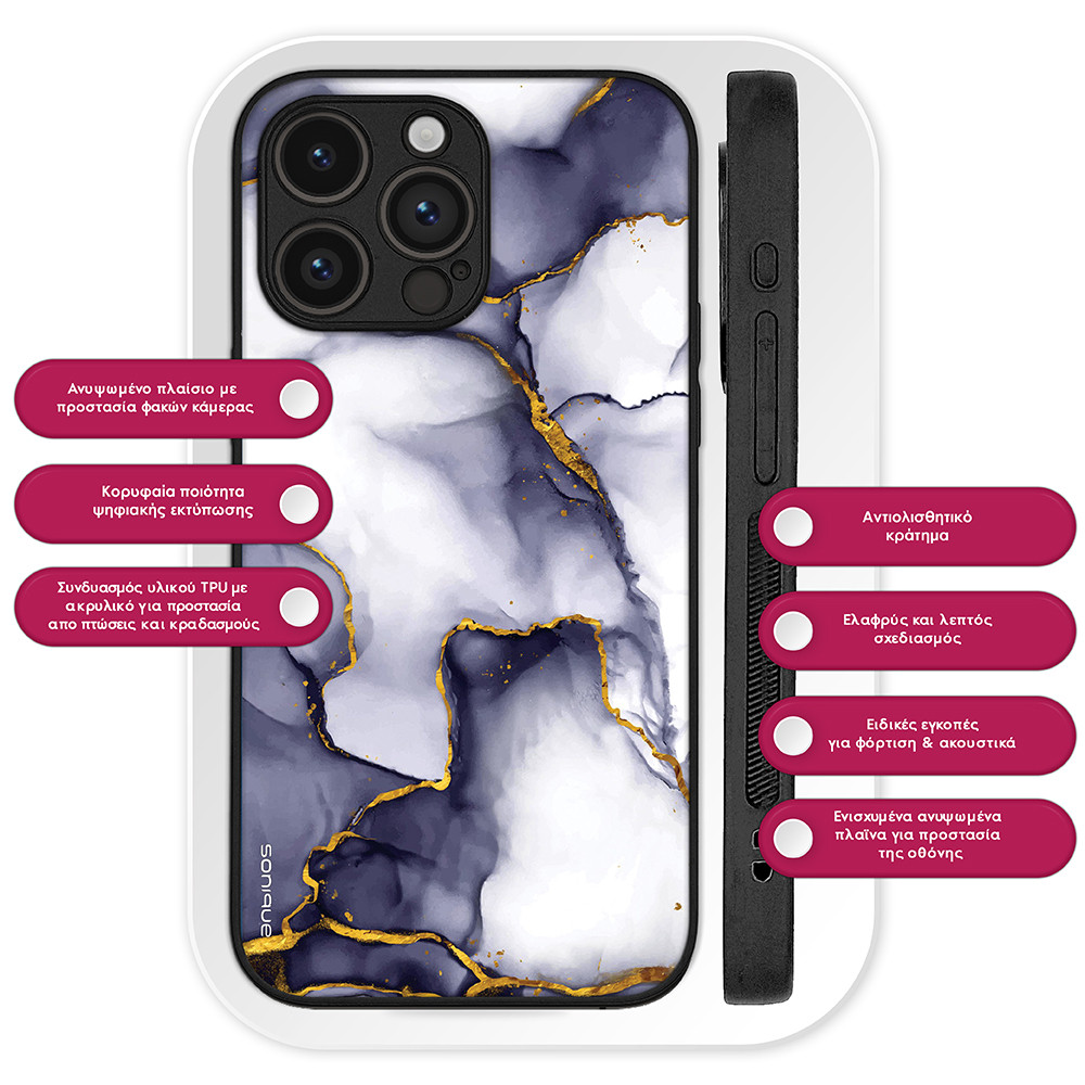 Θήκη Sonique Marble για Apple iPhone 13 Μωβ Γκρι