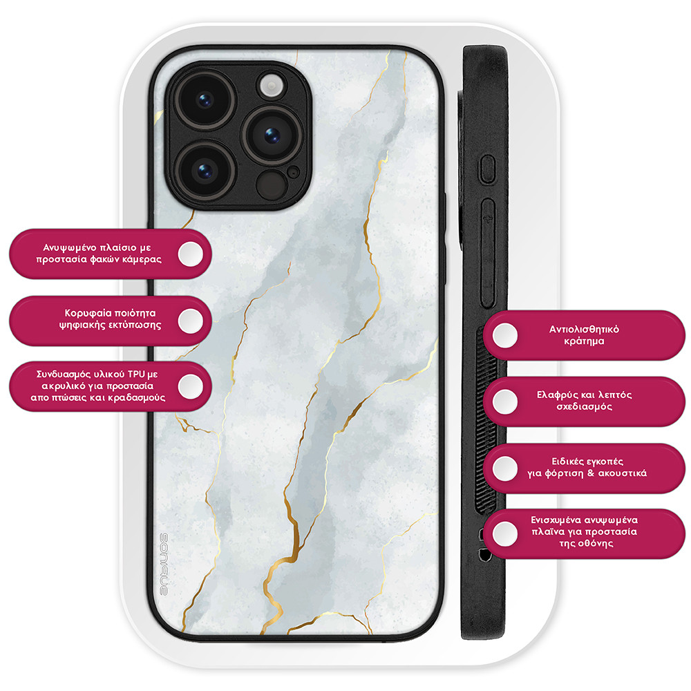 Θήκη Sonique Marble Series για Xiaomi Redmi Note 10 5G / Poco M3 Pro 5G Λευκό 01