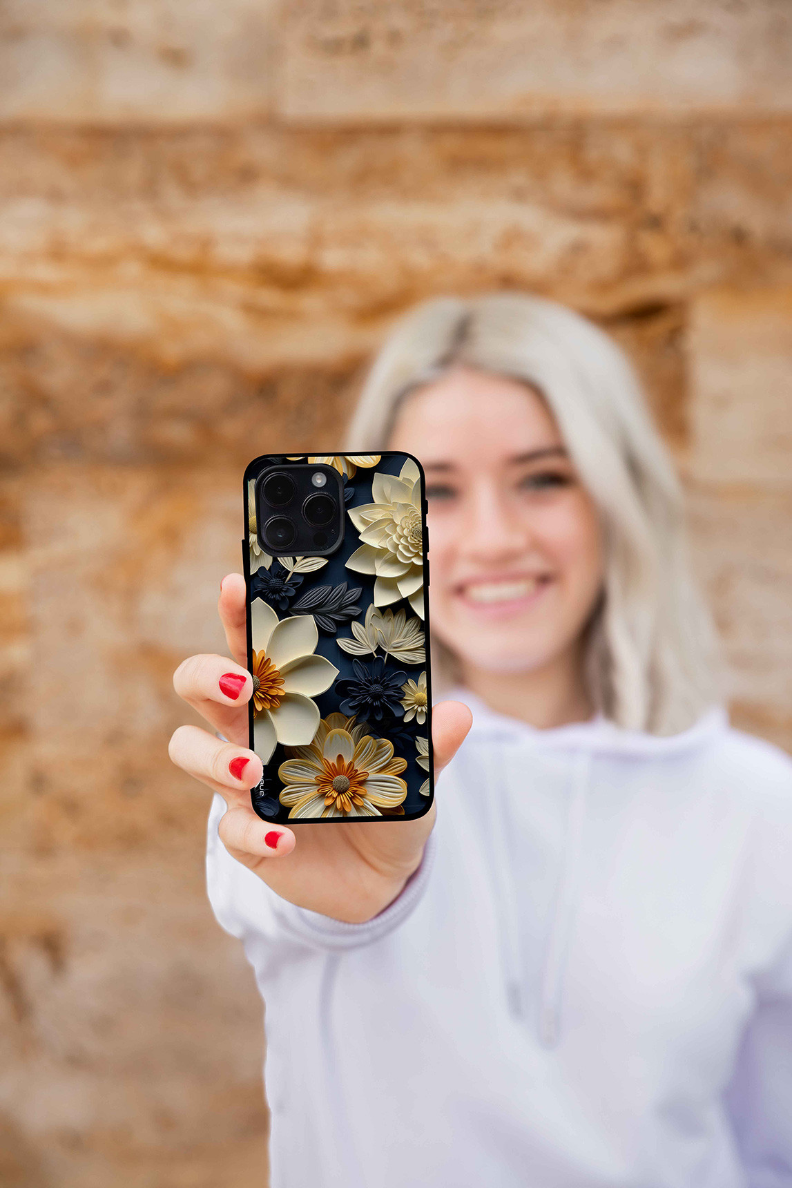 Θήκη Sonique 3D flower Series για Apple iPhone 15 Plus Εκρού