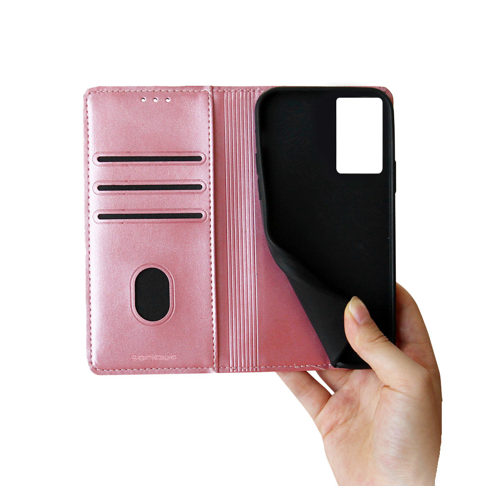 Θήκη Πορτοφόλι Vintage Magnet Wallet Sonique VIVO Y74s / VIVO Y76 5G Ροζ Χρυσό