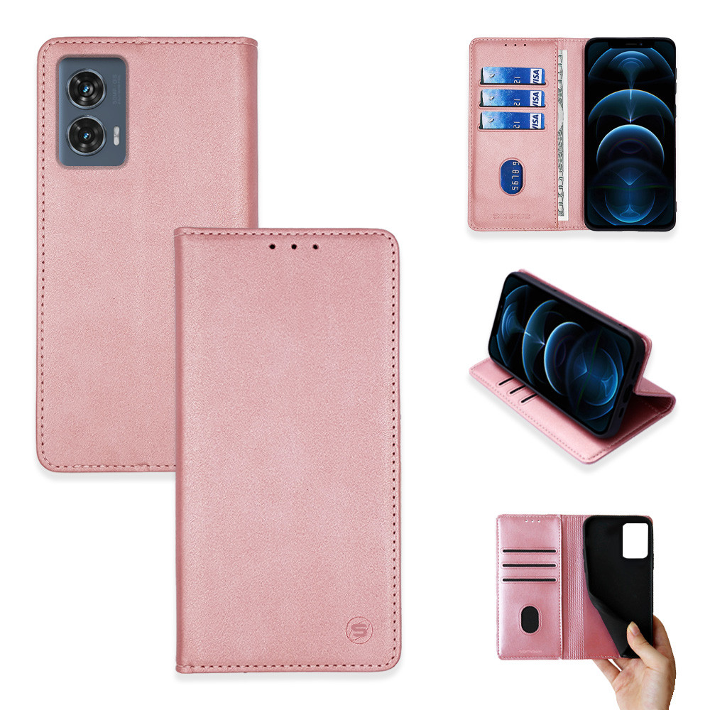 Θήκη Πορτοφόλι Vintage Magnet Wallet Sonique Motorola Edge 50 Fusion 5G Ροζ Χρυσό