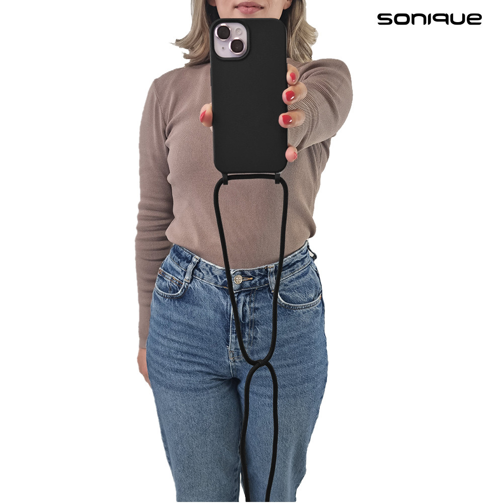 Θήκη Σιλικόνης με Κορδόνι CarryHang Sonique Xiaomi Redmi 14C 4G / Poco C75 4G / /Redmi A4 5G Μαύρο