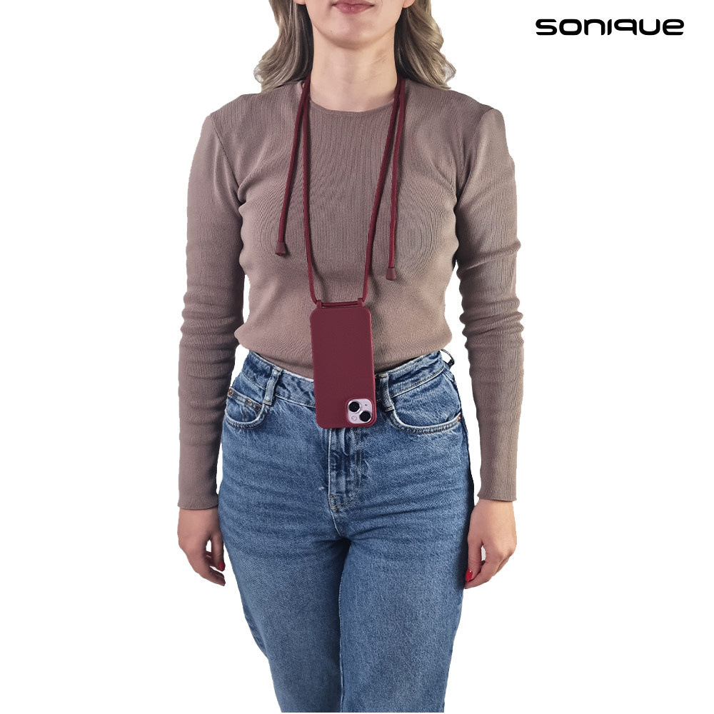 Θήκη Σιλικόνης με Κορδόνι CarryHang Sonique Xiaomi Redmi Note 14 5G Μπορντώ