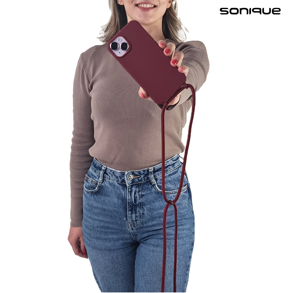 Θήκη Σιλικόνης με Κορδόνι CarryHang Sonique Xiaomi Redmi Note 14 5G Μπορντώ