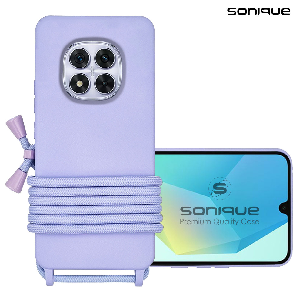 Θήκη Σιλικόνης με Κορδόνι CarryHang Sonique Xiaomi Redmi Note 14 Pro 5G / Poco X7 5G Λιλά