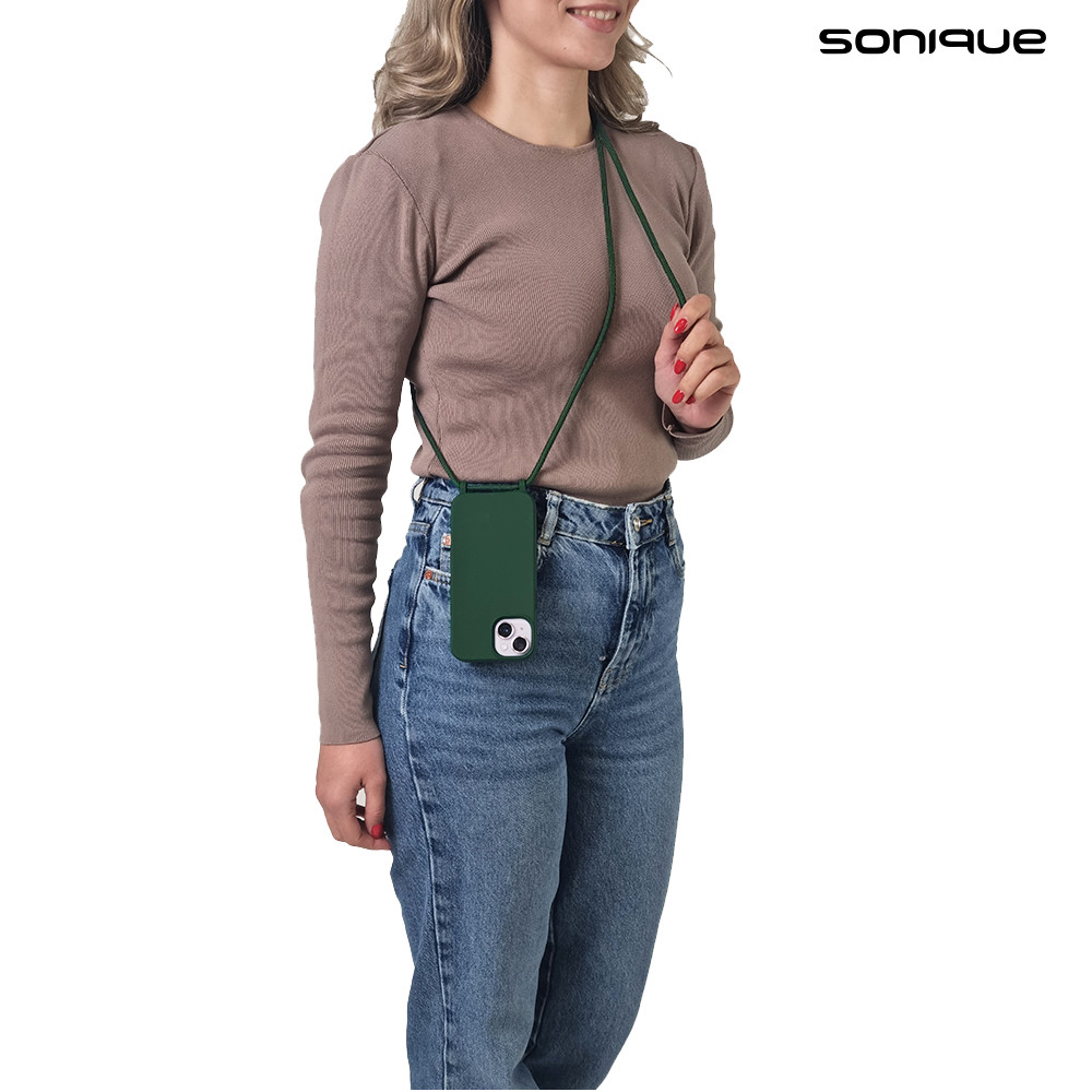 Θήκη Σιλικόνης με Κορδόνι CarryHang Sonique Xiaomi Redmi Note 14 Pro 5G / Poco X7 Pro Πράσινο Σκούρο