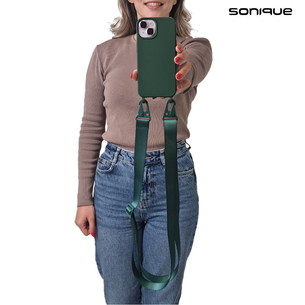 Θήκη Σιλικόνης με Strap CarryHang Sonique Xiaomi Redmi Note 14 Pro 5G / Poco X7 5G Πράσινο Σκούρο
