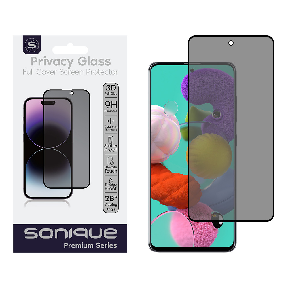 Privacy Glass Sonique Premium Series HD Full Cover 9H Samsung Galaxy A51 / Galaxy A53 5G Μαύρο