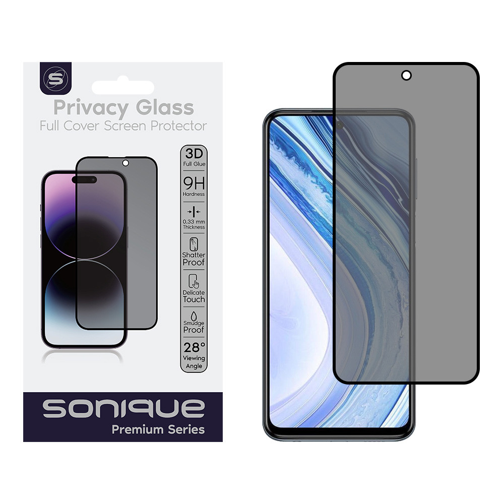 Privacy Glass Sonique Premium Series HD Full Cover 9H Xiaomi Redmi Note 9S/9 Pro Μαύρο