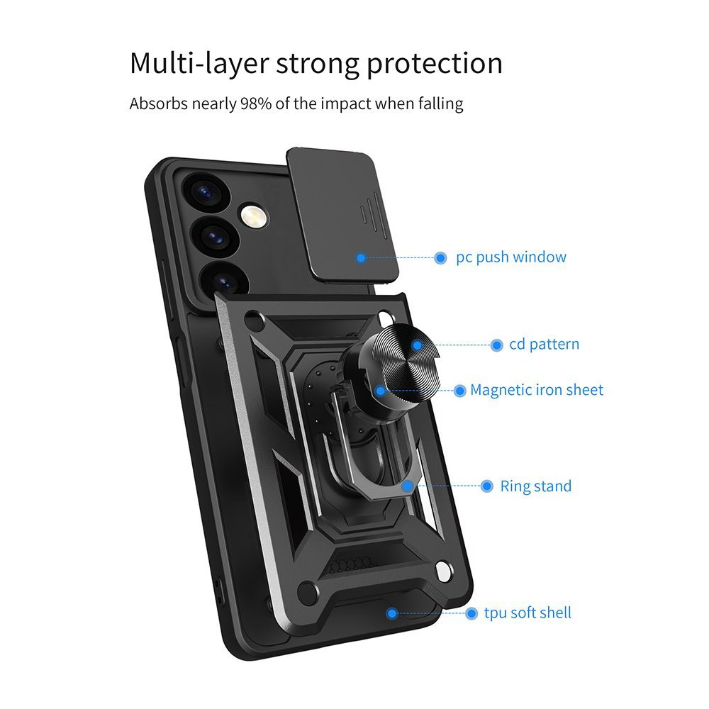 Θήκη Ring Armor CamPro Sonique για Xiaomi Redmi Note 14 5G Ασημί