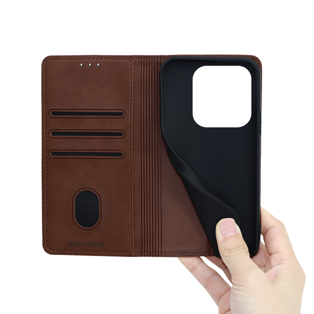 Θήκη Πορτοφόλι Vintage Magnet Wallet Sonique Xiaomi Redmi Note 14 5G Καφέ
