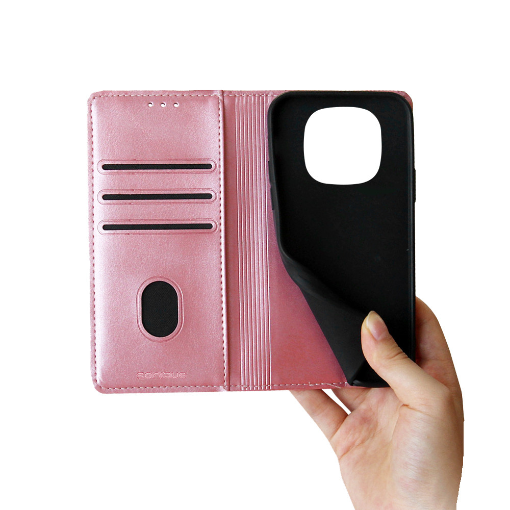 Θήκη Πορτοφόλι Vintage Magnet Wallet Sonique Xiaomi Redmi Note 14 Pro 4G Ροζ Χρυσό