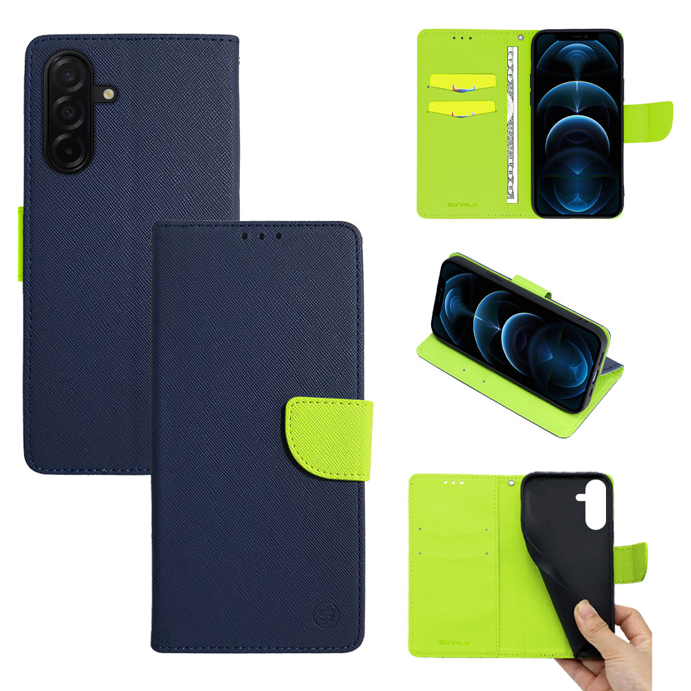 Θήκη Πορτοφόλι Sonique Trend Wallet Samsung Galaxy A26 5G Σκούρο Μπλε / Λαχανί