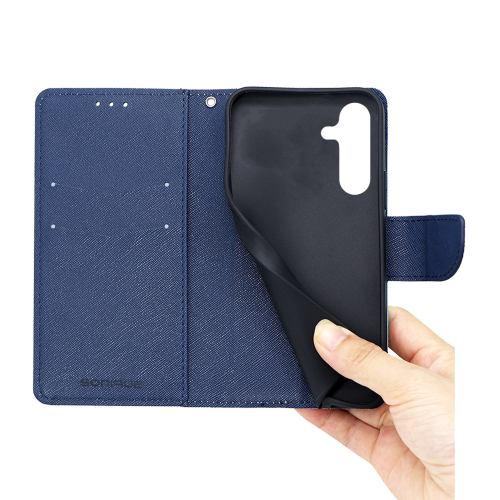 Θήκη Πορτοφόλι Sonique Trend Wallet Samsung Galaxy S25 Plus Σιέλ / Σκούρο Μπλε