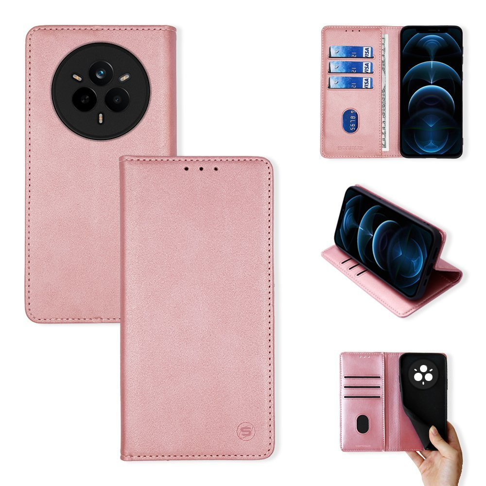 Θήκη Πορτοφόλι Vintage Magnet Wallet Sonique Realme 14 Pro 5G Ροζ Χρυσό