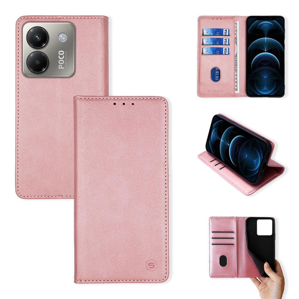 Θήκη Πορτοφόλι Vintage Magnet Wallet Sonique Xiaomi Poco M7 Pro 5G Ροζ Χρυσό