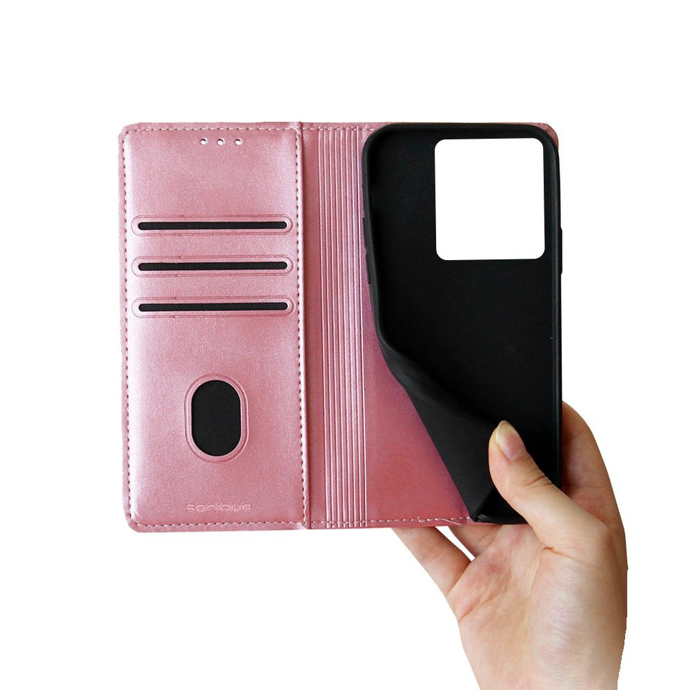 Θήκη Πορτοφόλι Vintage Magnet Wallet Sonique Motorola Edge 50 Ultra Ροζ Χρυσό